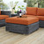 Summon Outdoor Patio Sunbrella Square Ottoman, Orange, Rattan 9789