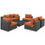 Sojourn Seven PCS Outdoor Patio Sunbrella Sectional Set, Orange , Rattan 9812