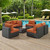 Sojourn Seven PCS Outdoor Patio Sunbrella Sectional Set, Orange , Rattan 9812