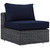 Summon Five PCS Outdoor Patio Sunbrella Sectional Set, Navy, Rattan 9845