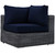 Summon Five PCS Outdoor Patio Sunbrella Sectional Set, Navy, Rattan 9845