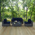 Summon Five PCS Outdoor Patio Sunbrella Sectional Set, Navy, Rattan 9845