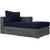 Summon Five PCS Outdoor Patio Sunbrella Sectional Set, Navy, Rattan 9856