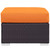 Convene Outdoor Patio Fabric Square Ottoman, Orange, Rattan 9894