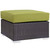 Convene Outdoor Patio Fabric Square Ottoman, Green, Rattan 9895