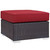 Convene Outdoor Patio Fabric Square Ottoman, Red, Rattan 9896