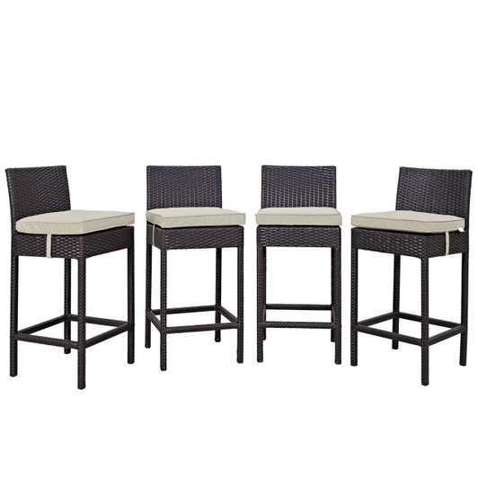 Convene Four PCS Outdoor Patio Pub Set, Beige, Rattan 10691