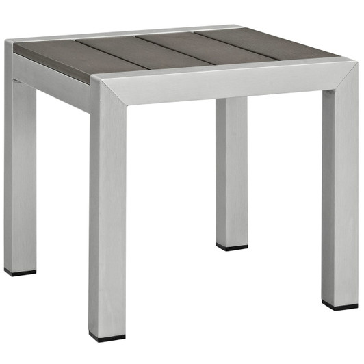 Shore Outdoor Patio Aluminum Side Table, Grey, Metal 10835