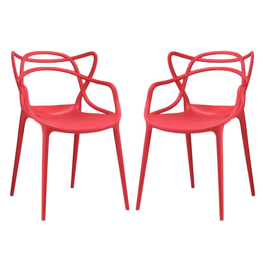 Entangled Dining Set Set of 2, Red, Plastic 11049