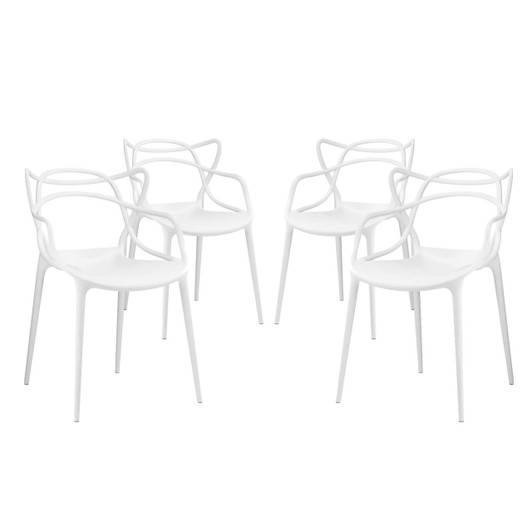 Entangled Dining Set Set of 4, White, Plastic 11054