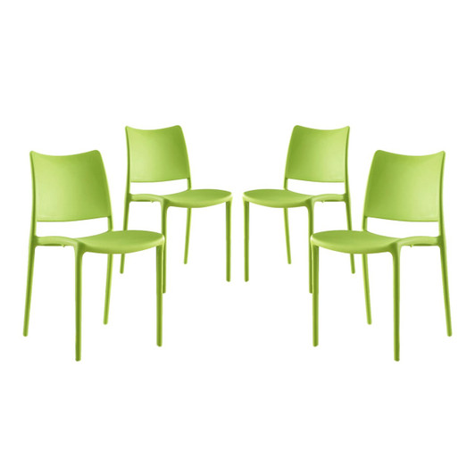 Hipster Dining Side Chair Set of 4, Green, Plastic 11281