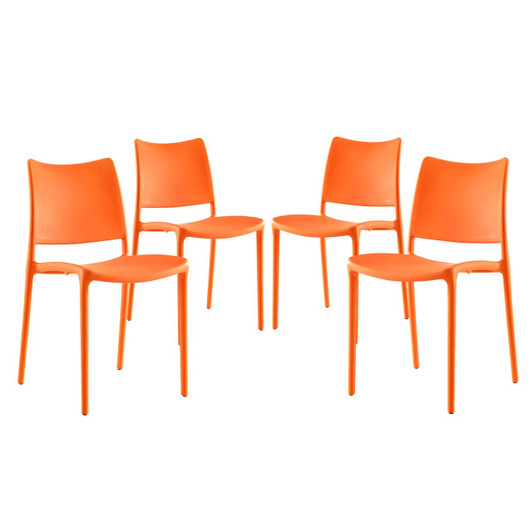 Hipster Dining Side Chair Set of 4, Orange, Plastic 11282
