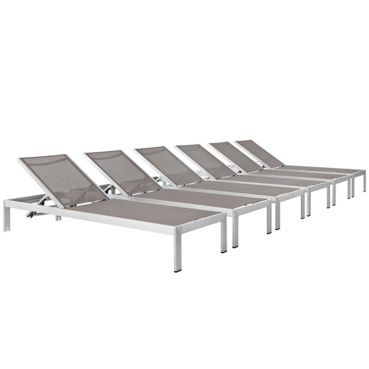 Shore Chaise Outdoor Patio Aluminum, Grey, Metal 11496