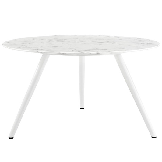 Lippa 54" Round Artificial Marble Dining Table with Tripod Base, White, Wood 11513
