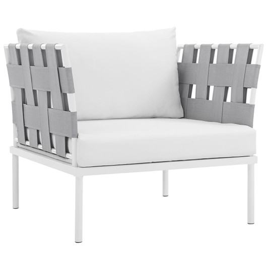 Harmony Outdoor Patio Aluminum Armchair, White, Rattan 11622