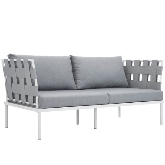 Harmony Outdoor Patio Aluminum Loveseat, Grey, Rattan 11624