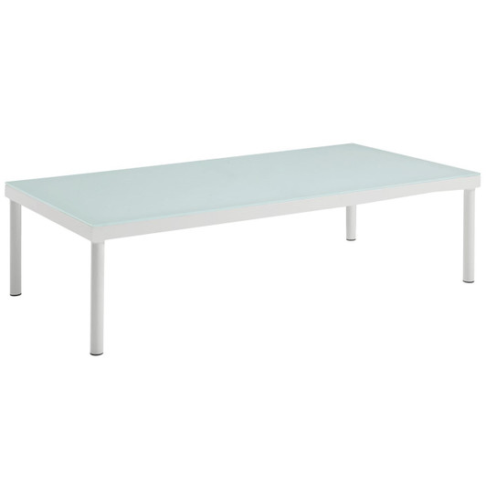 Harmony Outdoor Patio Aluminum Coffee Table, White, Rattan 11628