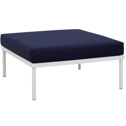 Harmony Outdoor Patio Aluminum Ottoman, Navy, Rattan 11633