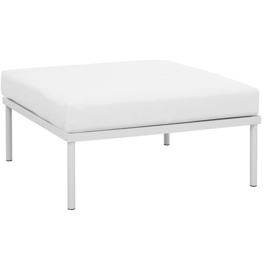 Harmony Outdoor Patio Aluminum Ottoman, White, Rattan 11634