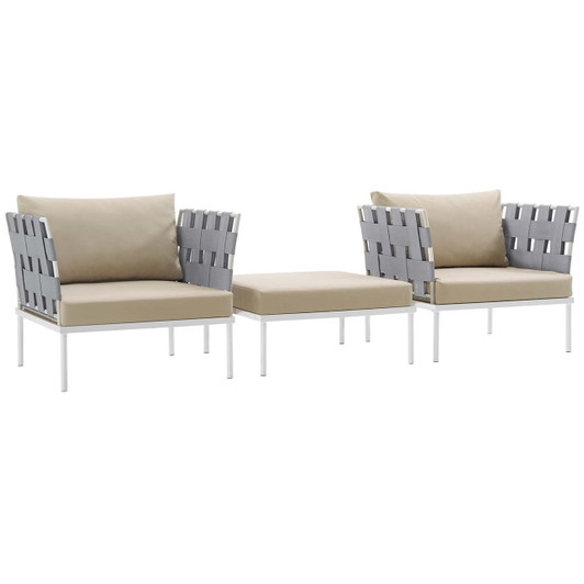 Harmony Three PCS Outdoor Patio Aluminum Set, Beige, Rattan 11670