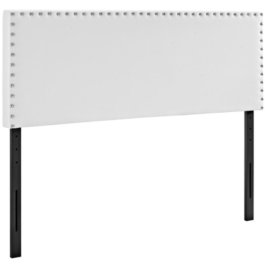 Phoebe Full Upholstered Vinyl Headboard, White, Faux Leather 12099