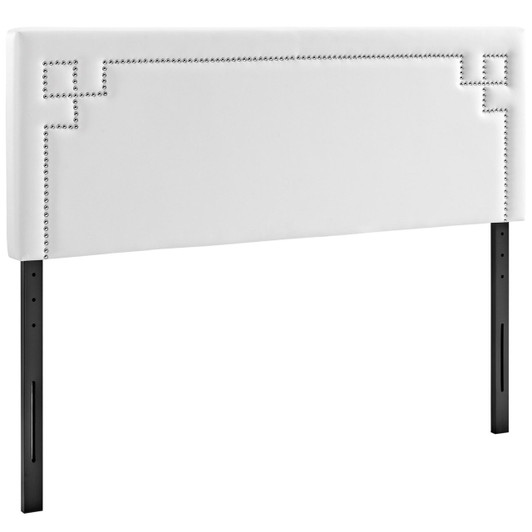 Josie Queen Upholstered Vinyl Headboard, White, Faux Leather 12166