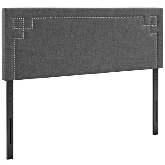 Josie Queen Upholstered Fabric Headboard, Grey, Fabric 12168