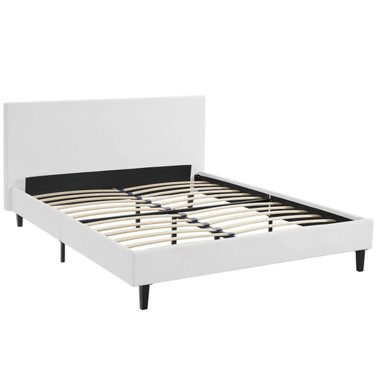 Anya Full Bed, White, Faux Leather 12209