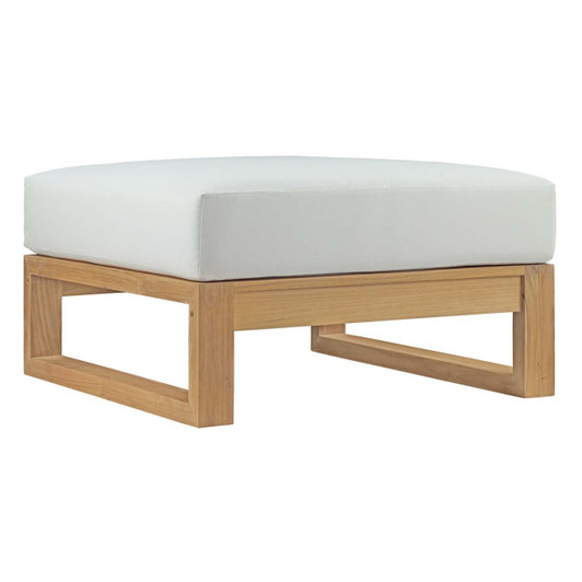 Upland Outdoor Patio Teak Ottoman, White, Wood 13165