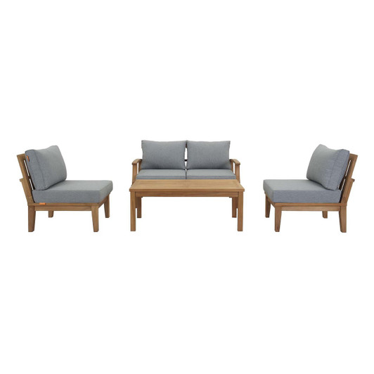 Marina 5 Piece Outdoor Patio Teak Set, Wood, Grey Gray Natural 13266
