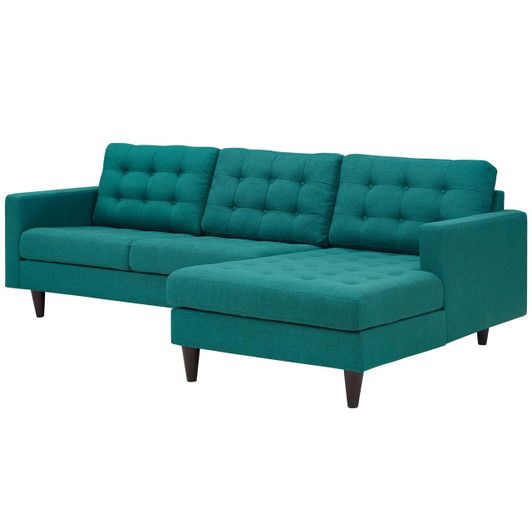 Empress Left-Facing Upholstered Fabric Sectional Sofa, Fabric, Aqua Blue 13291