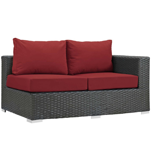Sojourn Outdoor Patio Sunbrella® Right Arm Loveseat, Sunbrella Rattan Wicker, Red 13349
