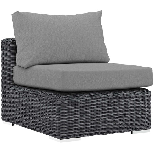 Summon Outdoor Patio Sunbrella® Armless, Sunbrella Rattan Wicker, Grey Gray 13360
