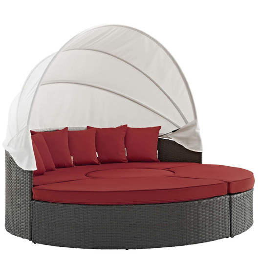 Sojourn Outdoor Patio Sunbrella® Daybed, Sunbrella Rattan Wicker, Red 13451