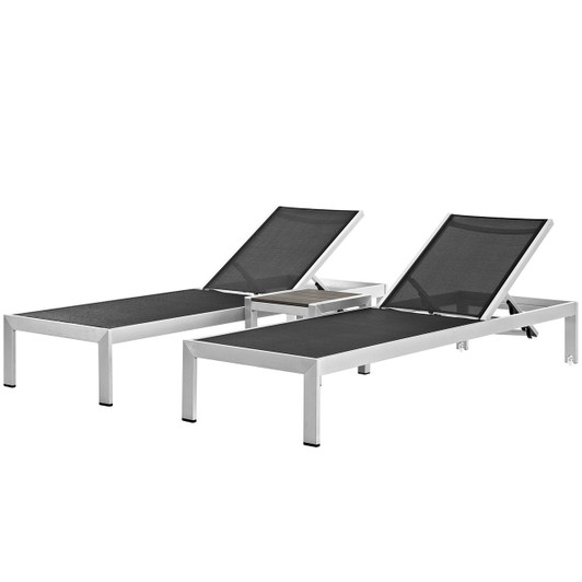 Shore 3 Piece Outdoor Patio Aluminum Set, Aluminum Metal Steel, Black 13554