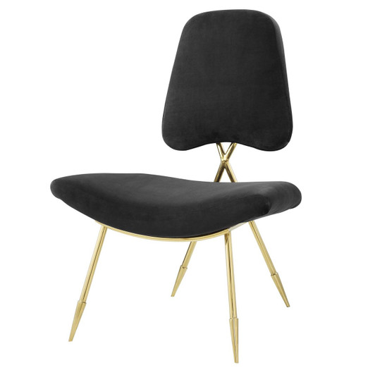 Ponder Upholstered Velvet Lounge Chair, Velvet Fabric Metal Steel, Black 13684