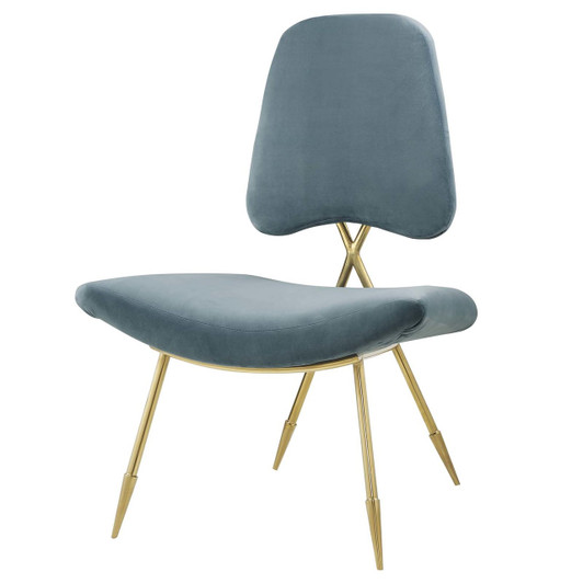 Ponder Upholstered Velvet Lounge Chair, Velvet Fabric Metal Steel, Blue 13688
