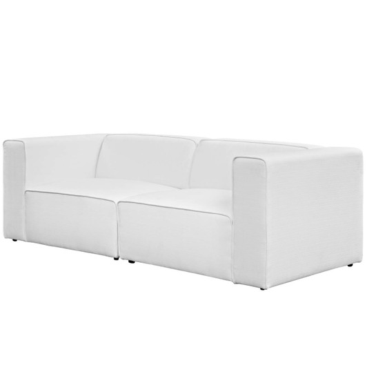 Mingle 2 Piece Upholstered Fabric Sofa Set, Fabric, White 13733