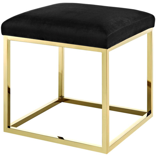 Anticipate Ottoman, Velvet Fabric Metal Steel, Gold Black 13778