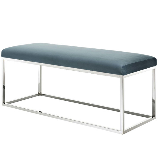 Anticipate Velvet Bench, Velvet Fabric Metal Steel, Blue 13819