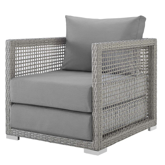 Aura Rattan Outdoor Patio Armchair, Rattan Wicker, Grey Gray 13864