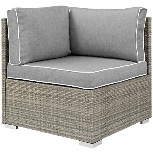 Repose Outdoor Patio Corner, Sunbrella Rattan Wicker, Grey Gray 13892