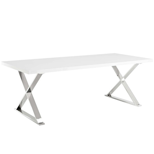 Sector Dining Table, Wood Metal Steel, White 14056 Sector Dining Table, Wood Metal Steel, White 14056