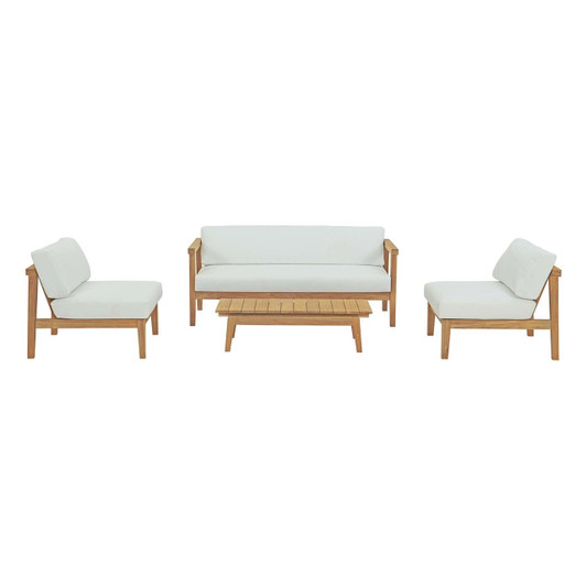 Bayport 4 Piece Outdoor Patio Teak Set, Wood, White Natural 14182