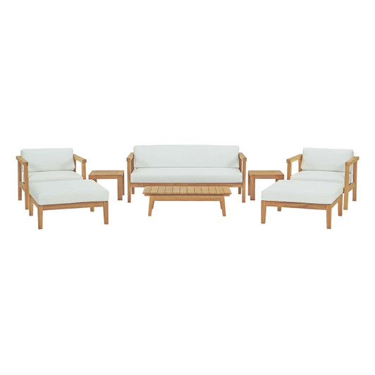 Bayport 8 Piece Outdoor Patio Teak Set, Wood, White Natural 14185