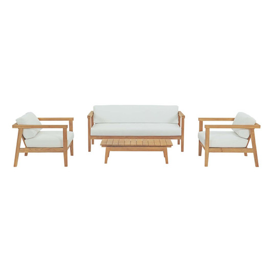 Bayport 4 Piece Outdoor Patio Teak Set, Wood, White Natural 14186