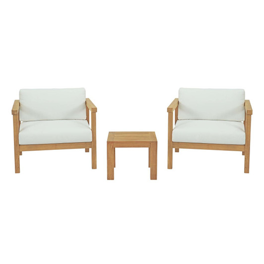 Bayport 3 Piece Outdoor Patio Teak Set, Wood, White Natural 14187