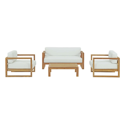 Upland 4 Piece Outdoor Patio Teak Set, Wood, White Natural 14191