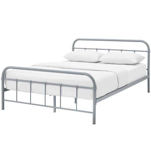 Maisie Queen Stainless Steel Bed Frame, Queen Size, Metal Steel Stainless Steel, Grey Gray, 14387