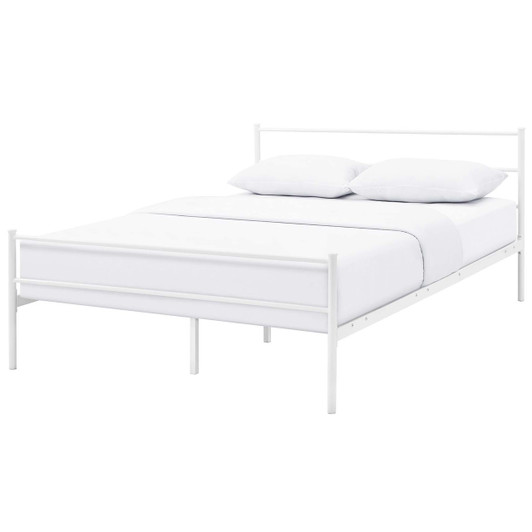 Alina Full Platform Bed Frame, Full Size, Metal Steel, White, 14438